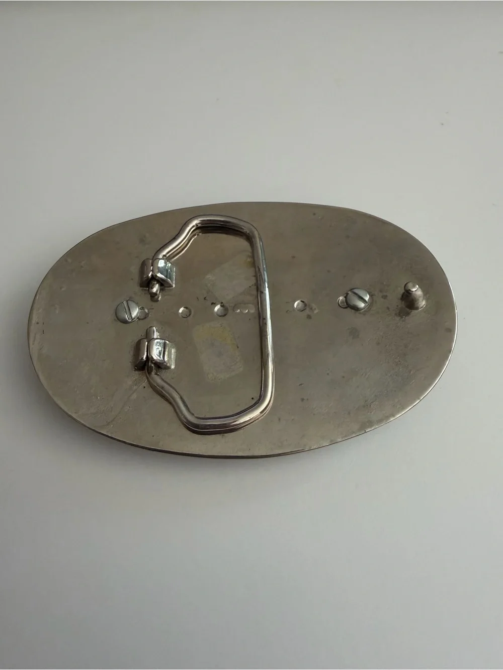 Silver-Tone Oval Western Belt Buckle with Black Center